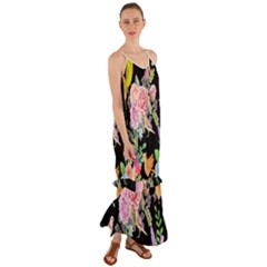 Illustration Bird Flower Floral Background Cami Maxi Ruffle Chiffon Dress by danenraven