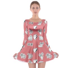 Stickers Hobbies Hearts Reading Long Sleeve Skater Dress by danenraven