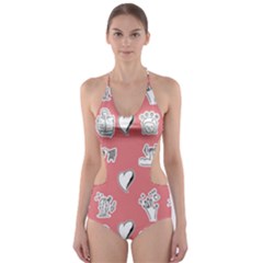 Stickers Hobbies Hearts Reading Cut-out One Piece Swimsuit by danenraven