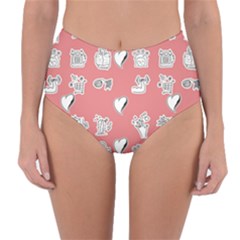 Stickers Hobbies Hearts Reading Reversible High-waist Bikini Bottoms by danenraven