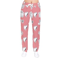 Stickers Hobbies Hearts Reading Women Velvet Drawstring Pants by danenraven