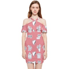 Stickers Hobbies Hearts Reading Shoulder Frill Bodycon Summer Dress by danenraven