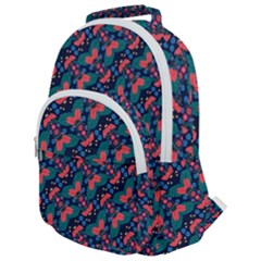 Illustration Tile Pattern Patchwork Rounded Multi Pocket Backpack