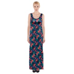 Illustration Tile Pattern Patchwork Thigh Split Maxi Dress