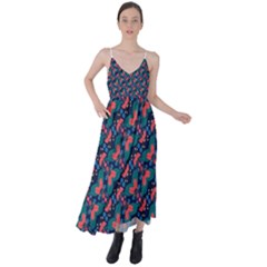 Illustration Tile Pattern Patchwork Tie Back Maxi Dress by danenraven