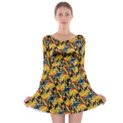 Illustration Geometric Pattern Colorful Pattern Long Sleeve Skater Dress by danenraven