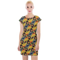 Illustration Geometric Pattern Colorful Pattern Cap Sleeve Bodycon Dress by danenraven