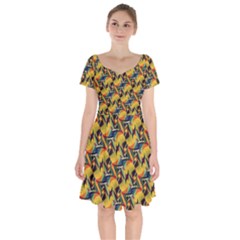 Illustration Geometric Pattern Colorful Pattern Short Sleeve Bardot Dress by danenraven