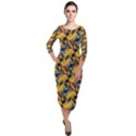 Illustration Geometric Pattern Colorful Pattern Quarter Sleeve Midi Velour Bodycon Dress View1