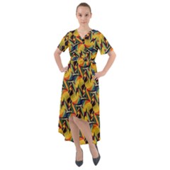 Illustration Geometric Pattern Colorful Pattern Front Wrap High Low Dress by danenraven