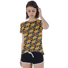 Illustration Geometric Pattern Colorful Pattern Short Sleeve Foldover Tee by danenraven