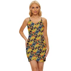 Illustration Geometric Pattern Colorful Pattern Wrap Tie Front Dress by danenraven