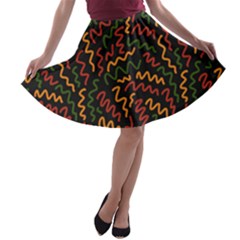 African Abstract  A-line Skater Skirt by ConteMonfrey