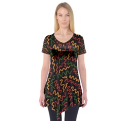 African Abstract  Short Sleeve Tunic  by ConteMonfrey