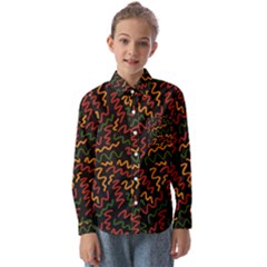 African Abstract  Kids  Long Sleeve Shirt by ConteMonfrey