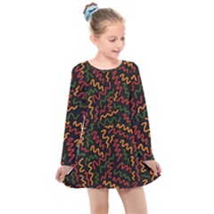 African Abstract  Kids  Long Sleeve Dress by ConteMonfrey