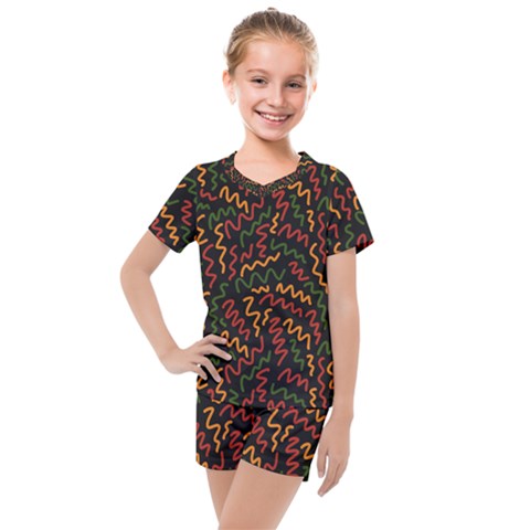 African Abstract  Kids  Mesh Tee And Shorts Set by ConteMonfrey