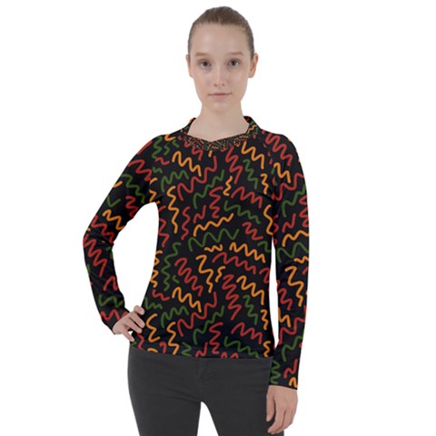 African Abstract  Women s Pique Long Sleeve Tee by ConteMonfrey