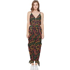 African Abstract  Sleeveless Tie Ankle Chiffon Jumpsuit by ConteMonfrey