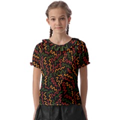 African Abstract  Kids  Frill Chiffon Blouse by ConteMonfrey