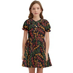 African Abstract  Kids  Bow Tie Puff Sleeve Dress by ConteMonfrey