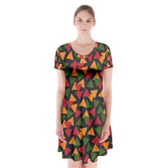 African Triangles  Short Sleeve V-neck Flare Dress by ConteMonfrey