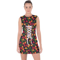 African Triangles  Lace Up Front Bodycon Dress