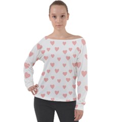 Small Cute Hearts Off Shoulder Long Sleeve Velour Top by ConteMonfrey