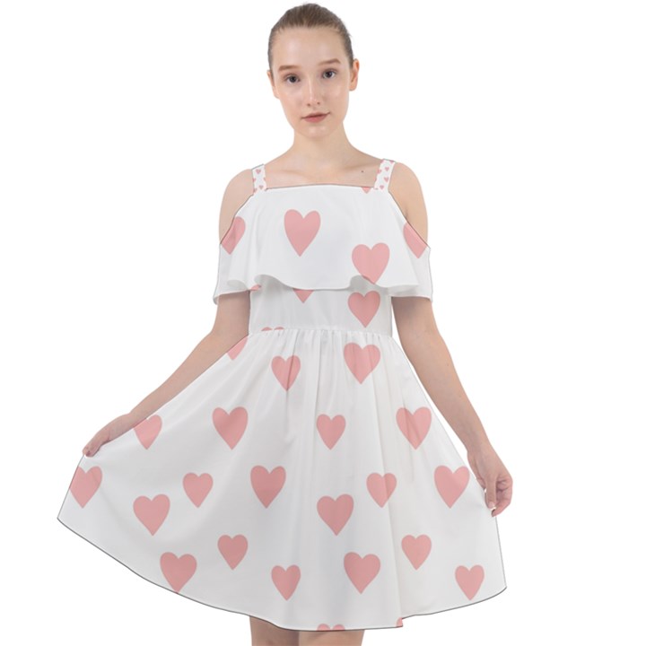 Small Cute Hearts Cut Out Shoulders Chiffon Dress