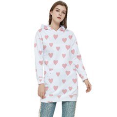 Small Cute Hearts Women s Long Oversized Pullover Hoodie by ConteMonfrey