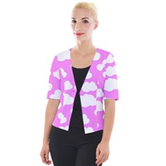 Purple Clouds  Cropped Button Cardigan