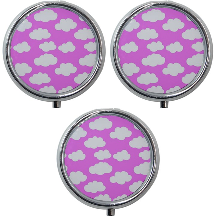 Purple Clouds  Mini Round Pill Box (Pack of 3)