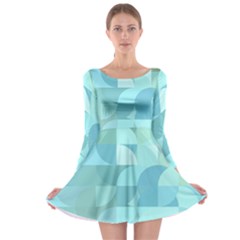 Geometric Ocean  Long Sleeve Skater Dress by ConteMonfrey