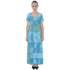 Geometric Ocean  High Waist Short Sleeve Maxi Dress by ConteMonfrey