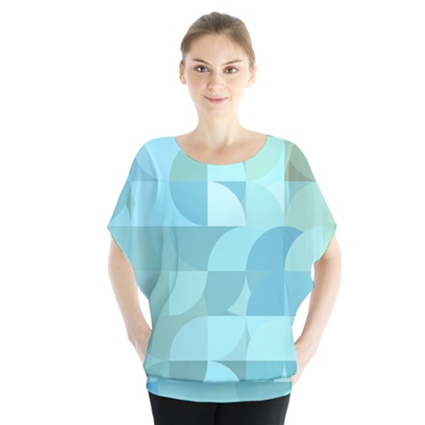 Geometric Ocean  Batwing Chiffon Blouse by ConteMonfrey