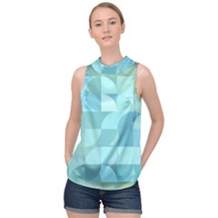 Geometric Ocean  High Neck Satin Top by ConteMonfrey