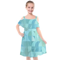 Geometric Ocean  Kids  Cut Out Shoulders Chiffon Dress by ConteMonfrey