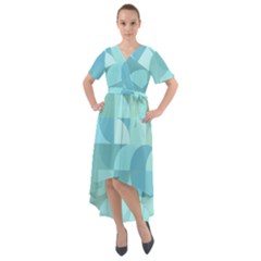 Geometric Ocean  Front Wrap High Low Dress by ConteMonfrey