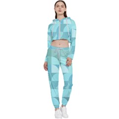 Geometric Ocean  Cropped Zip Up Lounge Set by ConteMonfrey