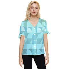 Geometric Ocean  Bow Sleeve Button Up Top by ConteMonfrey