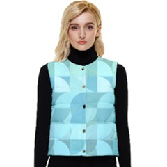 Geometric Ocean  Women s Short Button Up Puffer Vest by ConteMonfrey