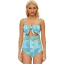 Geometric Ocean  Knot Front One-Piece Swimsuit View1