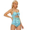 Geometric Ocean  Knot Front One-Piece Swimsuit View3