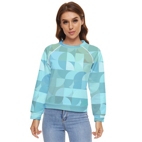 Geometric Ocean  Women s Long Sleeve Raglan Tee by ConteMonfrey