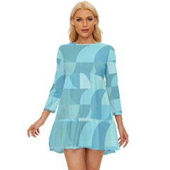 Geometric Ocean  Long Sleeve Babydoll Dress by ConteMonfrey