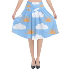 Sun And Clouds   Flared Midi Skirt by ConteMonfrey