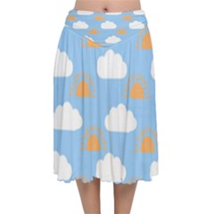 Sun And Clouds   Velvet Flared Midi Skirt by ConteMonfrey