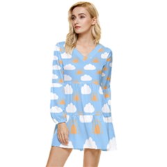 Sun And Clouds   Tiered Long Sleeve Mini Dress