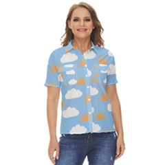 Sun And Clouds   Women s Short Sleeve Double Pocket Shirt