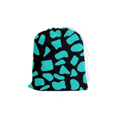 Neon Cow Dots Blue Turquoise And Black Drawstring Pouch (medium) by ConteMonfrey